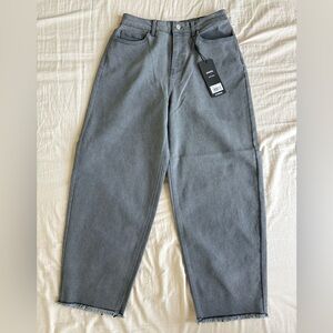 NWT Express High-Rise Barrel Leg Jeans Gray Denim - size 6